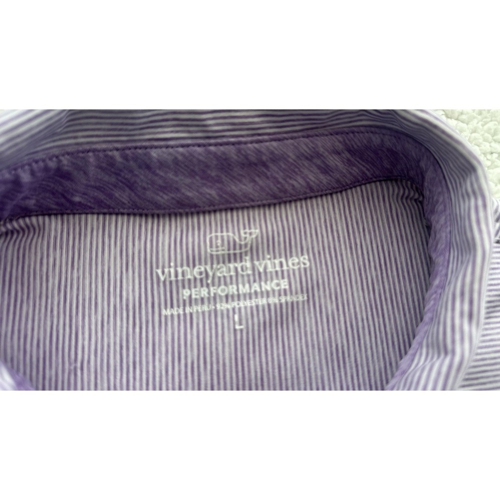 Mens Vineyard Vines Performance Polo Shirt Purple Stripe Short Sleeve Size L - Picture 10 of 14